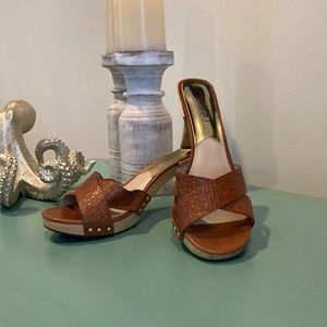 Brown Leather Michael Kors slides